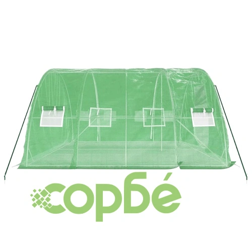Оранжерия със стоманена рамка зелена 20 м² 5x4x2,3 м ➤ топ цена ➤ sorbe.bg
