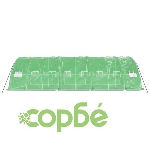 Оранжерия със стоманена рамка зелена 40 м² 8x5x2,3 м ➤ топ цена ➤ sorbe.bg