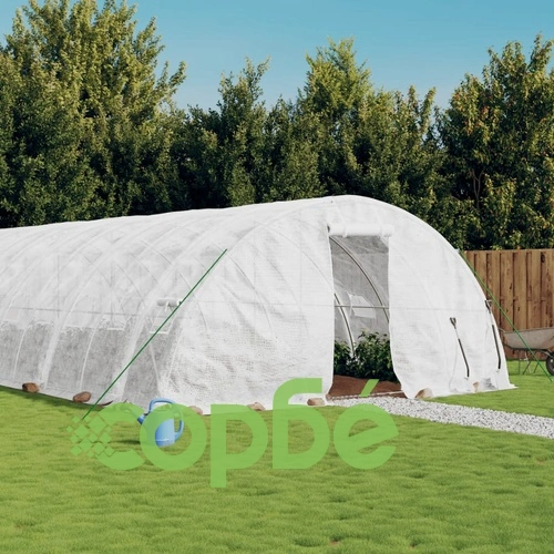 Оранжерия със стоманена рамка бяла 80 м² 16x5x2,3 м ➤ топ цена ➤ sorbe.bg