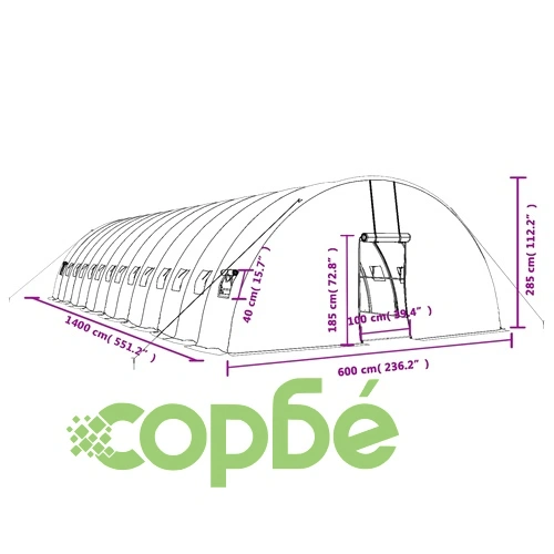 Оранжерия със стоманена рамка бяла 84 м² 14x6x2,85 м ➤ топ цена ➤ sorbe.bg