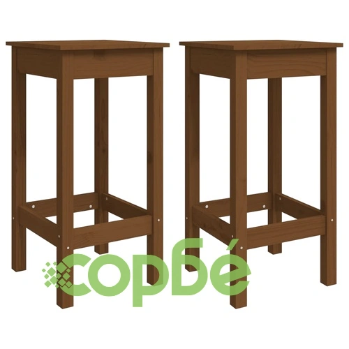 Бар комплект от 3 части, меденокафяв, масивна борова дървесина ➤ топ цена ➤ sorbe.bg