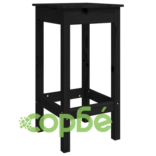 Бар комплект от 3 части, черен, масивна борова дървесина ➤ топ цена ➤ sorbe.bg