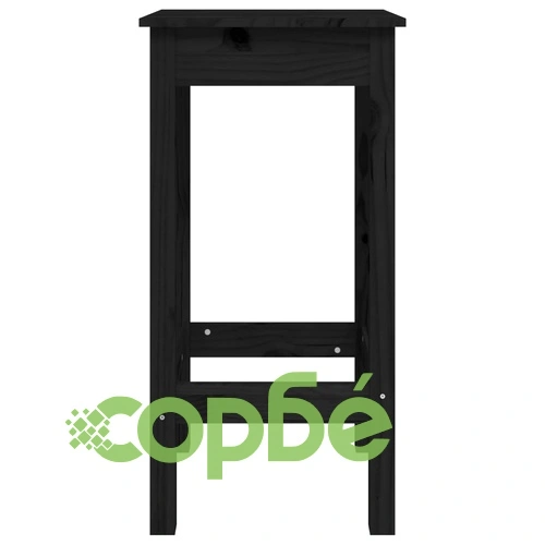 Бар комплект от 3 части, черен, масивна борова дървесина ➤ топ цена ➤ sorbe.bg