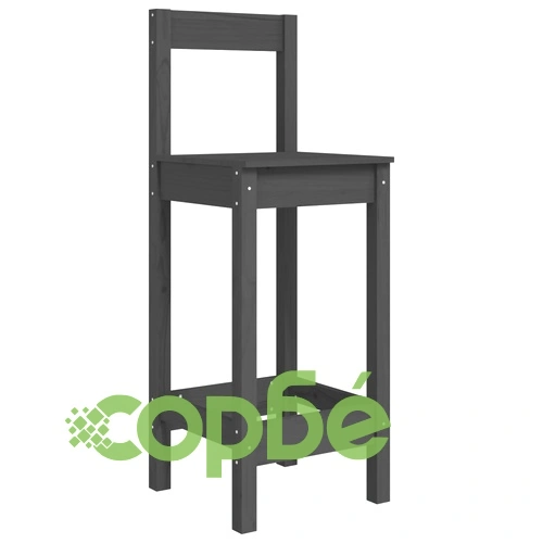 Бар комплект от 3 части, сив, масивна борова дървесина ➤ топ цена ➤ sorbe.bg