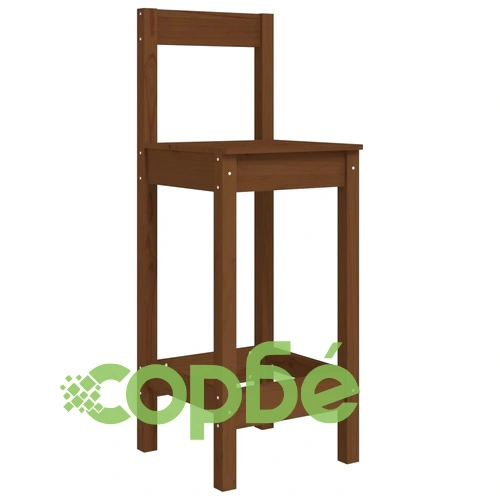 Бар комплект от 3 части, меденокафяв, масивна борова дървесина ➤ топ цена ➤ sorbe.bg