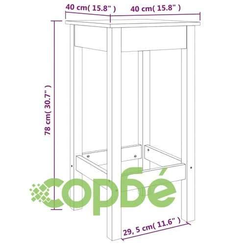 Бар комплект от 5 части, черен, масивна борова дървесина ➤ топ цена ➤ sorbe.bg