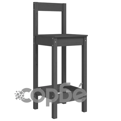 Бар комплект от 5 части, сив, масивна борова дървесина ➤ топ цена ➤ sorbe.bg