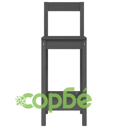 Бар комплект от 5 части, сив, масивна борова дървесина ➤ топ цена ➤ sorbe.bg