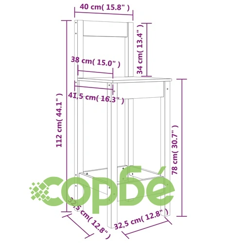 Бар комплект от 5 части, сив, масивна борова дървесина ➤ топ цена ➤ sorbe.bg