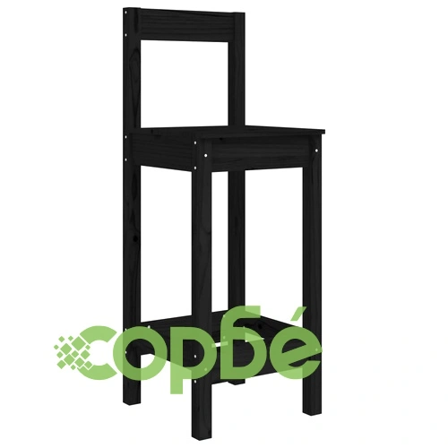 Бар комплект от 5 части, черен, масивна борова дървесина ➤ топ цена ➤ sorbe.bg