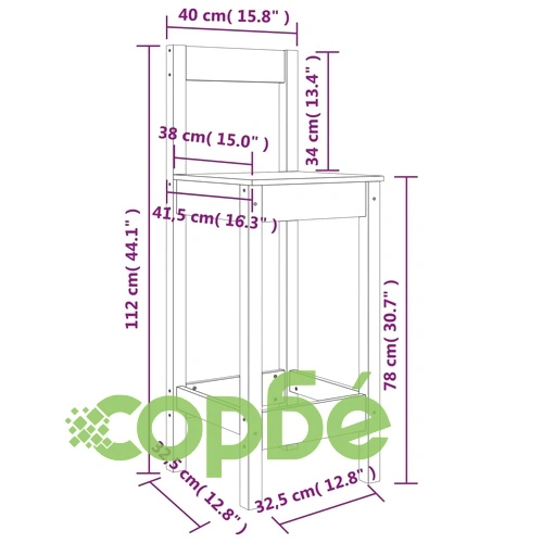 Бар комплект от 5 части, черен, масивна борова дървесина ➤ топ цена ➤ sorbe.bg