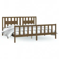 Рамка за легло с табла, меденокафява, бор масив, 200x200 см