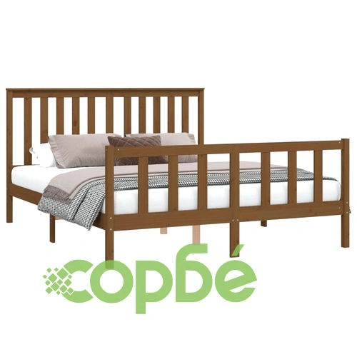 Легло с табла меденокафяво бор масив 150x200 cм King Size ➤ топ цена ➤ sorbe.bg