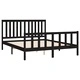Рамка за легло с табла черна 150x200 cм бор масив King Size