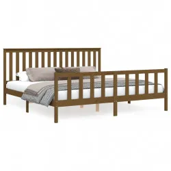 Рамка за легло с табла, меденокафява, бор масив, 200x200 см