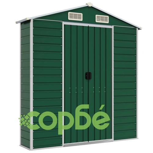 Градинска барака зелена 191x385x198 см поцинкована стомана ➤ топ цена ➤ sorbe.bg