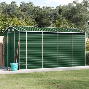 Градинска барака зелена 191x385x198 см поцинкована стомана