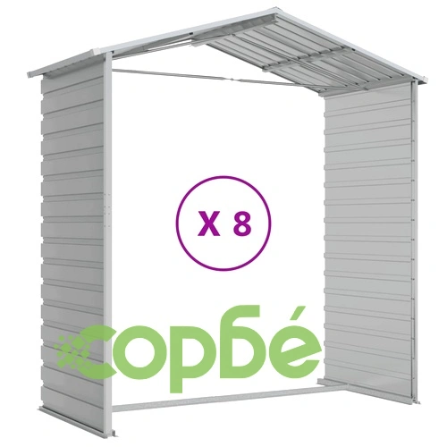 Градинска барака светлосива 191x725x198 см поцинкована стомана ➤ топ цена ➤ sorbe.bg
