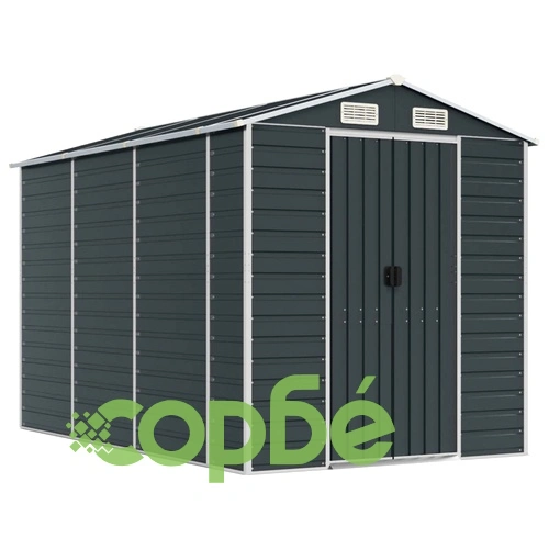 Градинска барака антрацит 191x300x198 см поцинкована стомана ➤ топ цена ➤ sorbe.bg