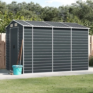 Градинска барака антрацит 191x300x198 см поцинкована стомана
