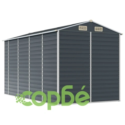 Градинска барака антрацит 191x385x198 см поцинкована стомана ➤ топ цена ➤ sorbe.bg