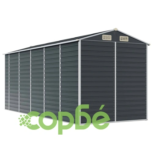 Градинска барака антрацит 191x470x198 см поцинкована стомана ➤ топ цена ➤ sorbe.bg