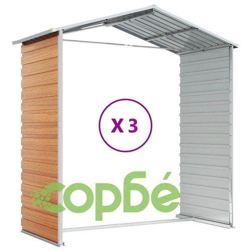 Градински навес светлокафяв 191x300x198 см поцинкована стомана ➤ топ цена ➤ sorbe.bg