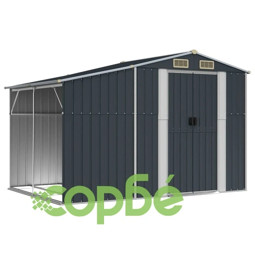 Градинска барака антрацит 277x192,5x179 см поцинкована стомана ➤ топ цена ➤ sorbe.bg