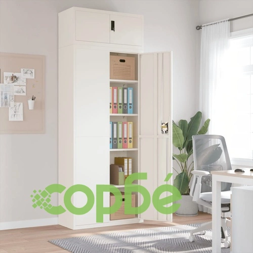 Шкаф за папки бял 90x40x240 см стомана ➤ топ цена ➤ sorbe.bg