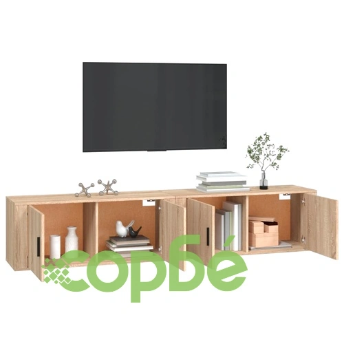 ТВ шкафове за стенен монтаж, 2 бр, сонома дъб, 100x34,5x40 см ➤ топ цена ➤ sorbe.bg