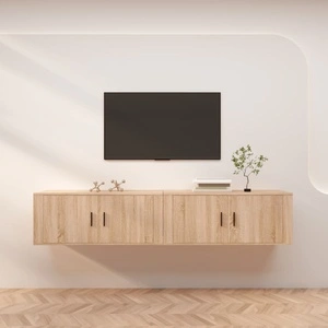 ТВ шкафове за стенен монтаж, 2 бр, сонома дъб, 100x34,5x40 см