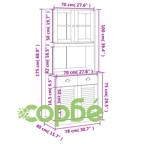 Висок шкаф VIGO, бял, 78x40x175 см, бор масив ➤ топ цена ➤ sorbe.bg
