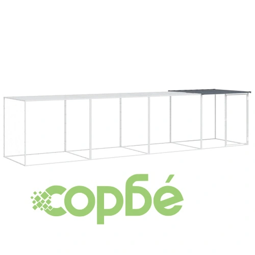 Клетка за пилета с покрив антрацит 403x98x90 см стомана ➤ топ цена ➤ sorbe.bg