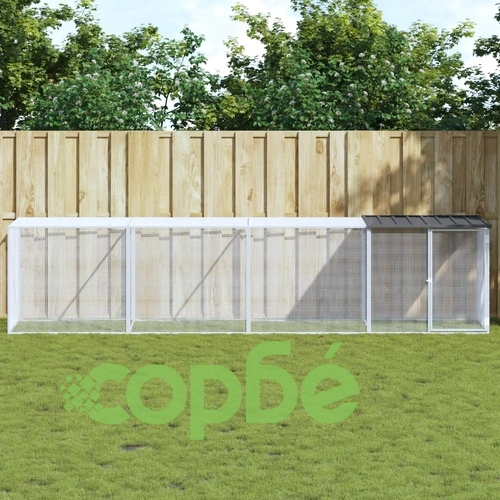 Клетка за пилета с покрив антрацит 403x98x90 см стомана ➤ топ цена ➤ sorbe.bg