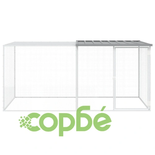 Клетка за пилета с покрив светлосива 203x98x90 см стомана ➤ топ цена ➤ sorbe.bg