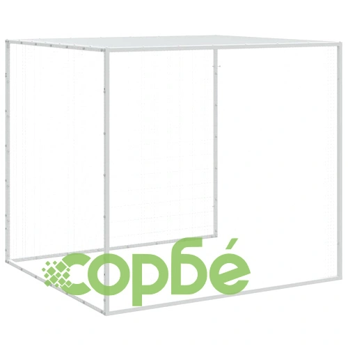 Клетка за пилета с покрив светлосива 203x98x90 см стомана ➤ топ цена ➤ sorbe.bg
