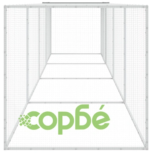 Клетка за пилета с покрив светлосива 403x98x90 см стомана ➤ топ цена ➤ sorbe.bg