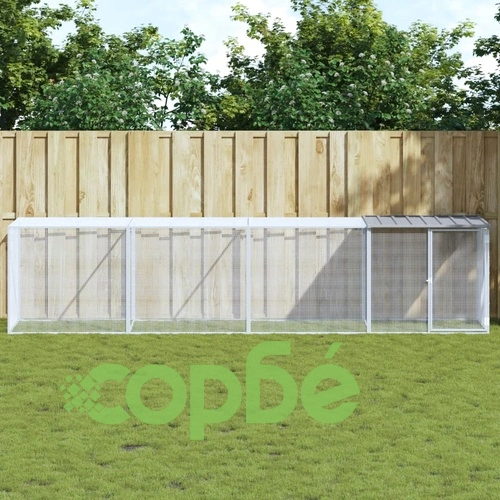 Клетка за пилета с покрив светлосива 403x98x90 см стомана ➤ топ цена ➤ sorbe.bg