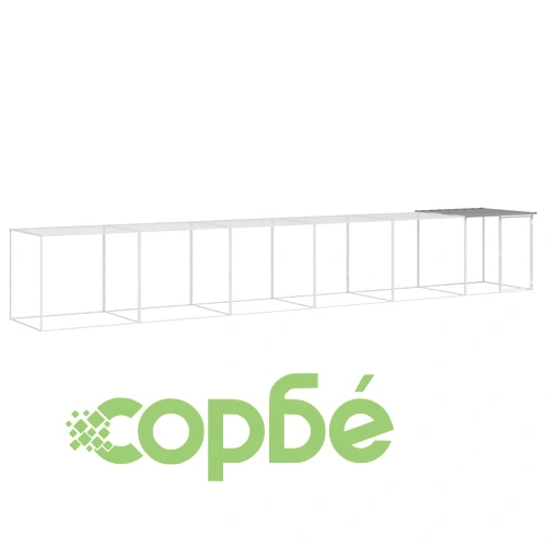 Клетка за пилета с покрив светлосива 603x98x90 см стомана ➤ топ цена ➤ sorbe.bg