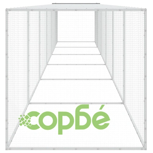 Клетка за пилета с покрив светлосива 603x98x90 см стомана ➤ топ цена ➤ sorbe.bg