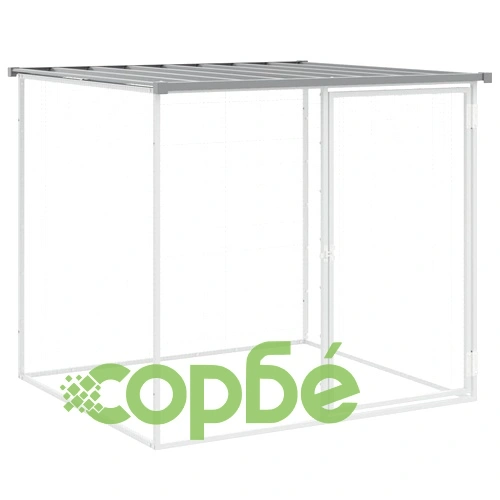 Клетка за пилета с покрив светлосива 603x98x90 см стомана ➤ топ цена ➤ sorbe.bg