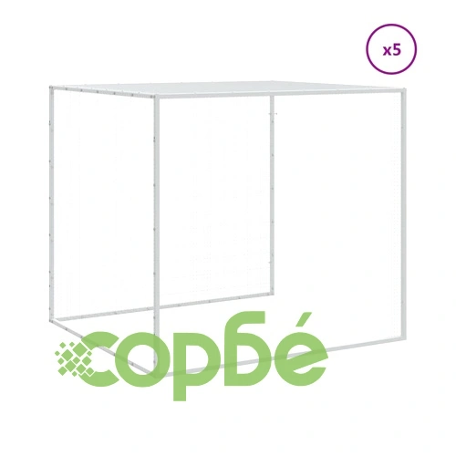 Клетка за пилета с покрив светлосива 603x98x90 см стомана ➤ топ цена ➤ sorbe.bg