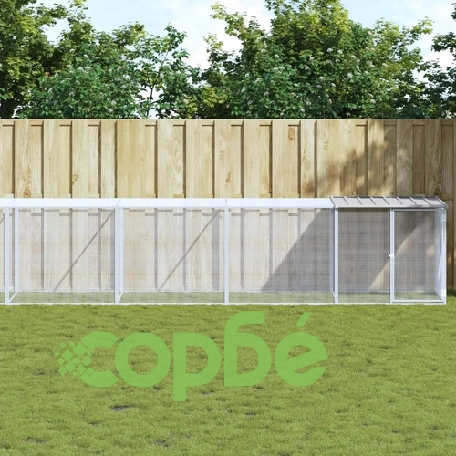 Клетка за пилета с покрив светлосива 1003x98x90 см стомана ➤ топ цена ➤ sorbe.bg