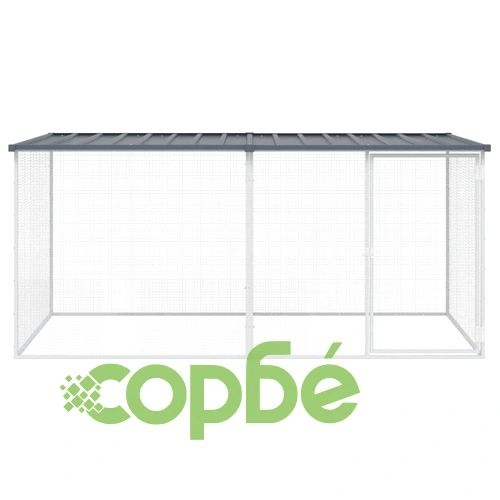 Клетка за пилета с покрив антрацит 203x98x90 см стомана ➤ топ цена ➤ sorbe.bg