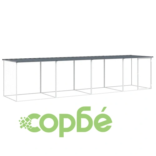 Клетка за пилета с покрив антрацит 403x98x90 см стомана ➤ топ цена ➤ sorbe.bg