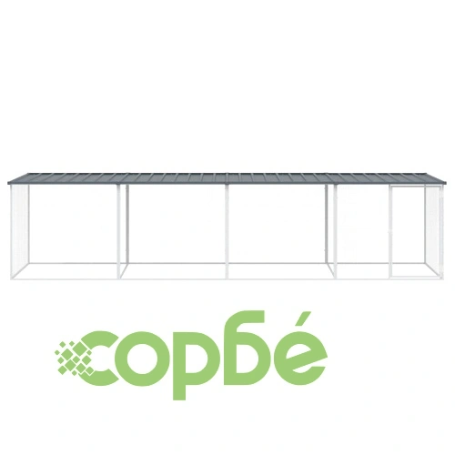 Клетка за пилета с покрив антрацит 403x98x90 см стомана ➤ топ цена ➤ sorbe.bg