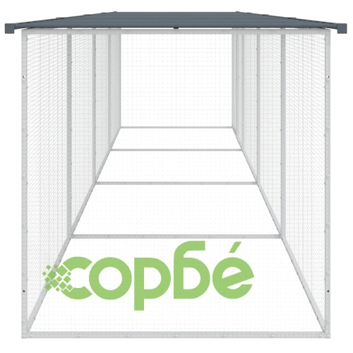 Клетка за пилета с покрив антрацит 403x98x90 см стомана ➤ топ цена ➤ sorbe.bg