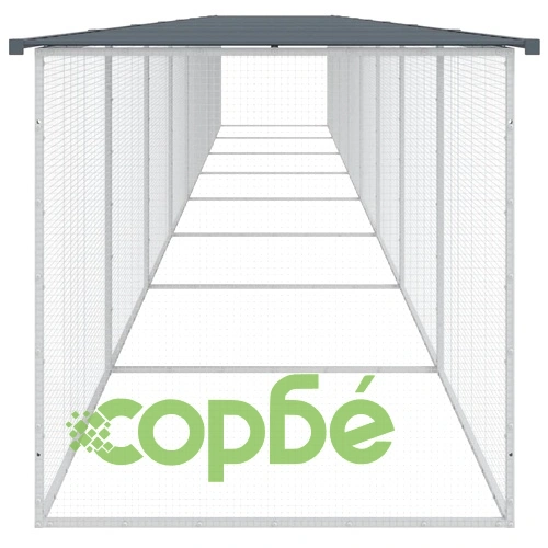 Клетка за пилета с покрив антрацит 803x98x90 см стомана ➤ топ цена ➤ sorbe.bg