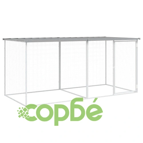 Клетка за пилета с покрив светлосива 203x98x90 см стомана ➤ топ цена ➤ sorbe.bg