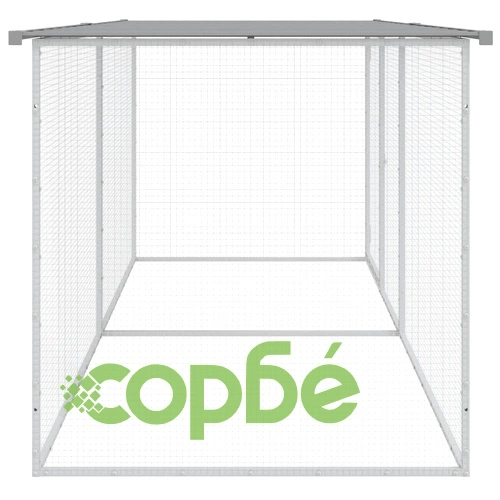 Клетка за пилета с покрив светлосива 203x98x90 см стомана ➤ топ цена ➤ sorbe.bg